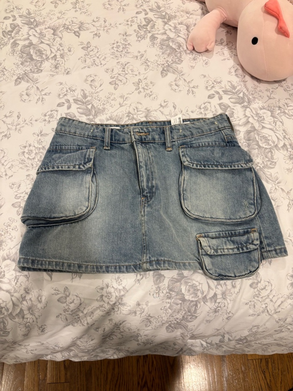 Zara Light Blue Denim Cargo Mini Skirt